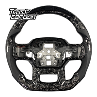 Volant personnalisé en fibre de carbone forgée argentée avec poignées noires pour Ford F-150 Raptor R STX XL 4x4 2019-2025