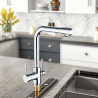 Robinet de cuisine moderne classique de luxe à boire directement, monté sur le plan de travail, corps en laiton, commande thermostatique, poignée unique, poli
