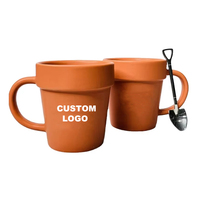 Cangkir keramik berbentuk pot bunga keramik kotak mug keren kotak kemasan hadiah untuk kopi pribadi keramik cangkir infuser teh hadiah cangkir
