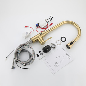 Gold-colored Stainless Steel Kitchen Faucet YQ50014F <b>Deck</b> Mounted Pull-out Spray Head Polished Surface - Product Image 2
