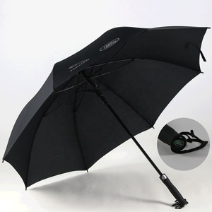 Paraguas de golf automático personalizado, sombrilla negra a prueba de agua con logo impreso - Product Image 6
