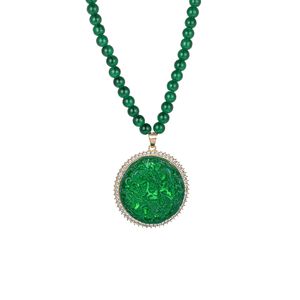Emerald Pendant Necklace Oval Green Stone Gold Frame Bezel Setting Everyday Wear - Product Image 5