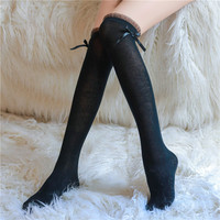 Chaussettes à dentelle style japonais Lolita JK, mignonnes, style étudiant coréen, uniforme scolaire, bas mi-cuisses ou au-dessus du genou pour femmes