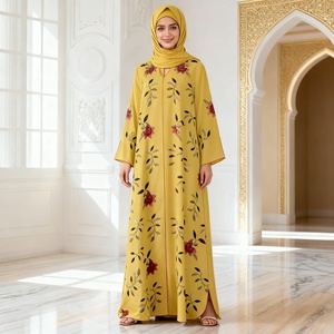ชุดอาบายะลำลองพิมพ์ลายคุณภาพสูงทันสมัยสำหรับสตรีมุสลิม ชุดอิสลามสุภาพเรียบร้อย ผู้จัดจำหน่ายขายส่งจากจีนด้วยผ้าพรีเมียม - Product Image 3