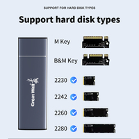 Boîtier externe NVME M.2 SSD 2230/2242/2260/2280 M.2 vers USB C 10Gbps SSD Boîtier en aluminium Type A + C pour clé M/M + B