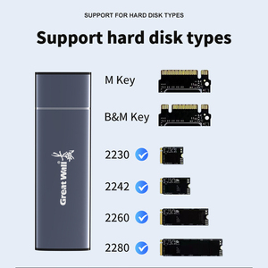 Boîtier <span class=keywords><strong>externe</strong></span> NVME M.2 SSD 2230/2242/2260/2280 M.2 vers <span class=keywords><strong>USB</strong></span> C 10Gbps SSD Boîtier en aluminium Type A + C pour clé M/M + B - Product Image 5