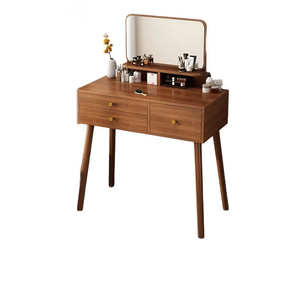 Midcentury Modern MDF Dressing <b>Table</b> with LED <b>Mirror</b> Stool High-End Makeup Desk for Small Apartment Bedroom Furniture Set - Product Image 6