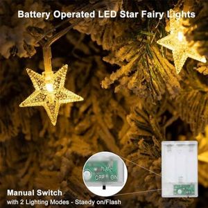 Christmas <b>Battery</b> Operated 3M Dimmable 3500K Warm White Star Fairy Twinkle String <b>Lights</b> for Outdoor/<b>Indoor</b> Bedroom Party - Product Image 4