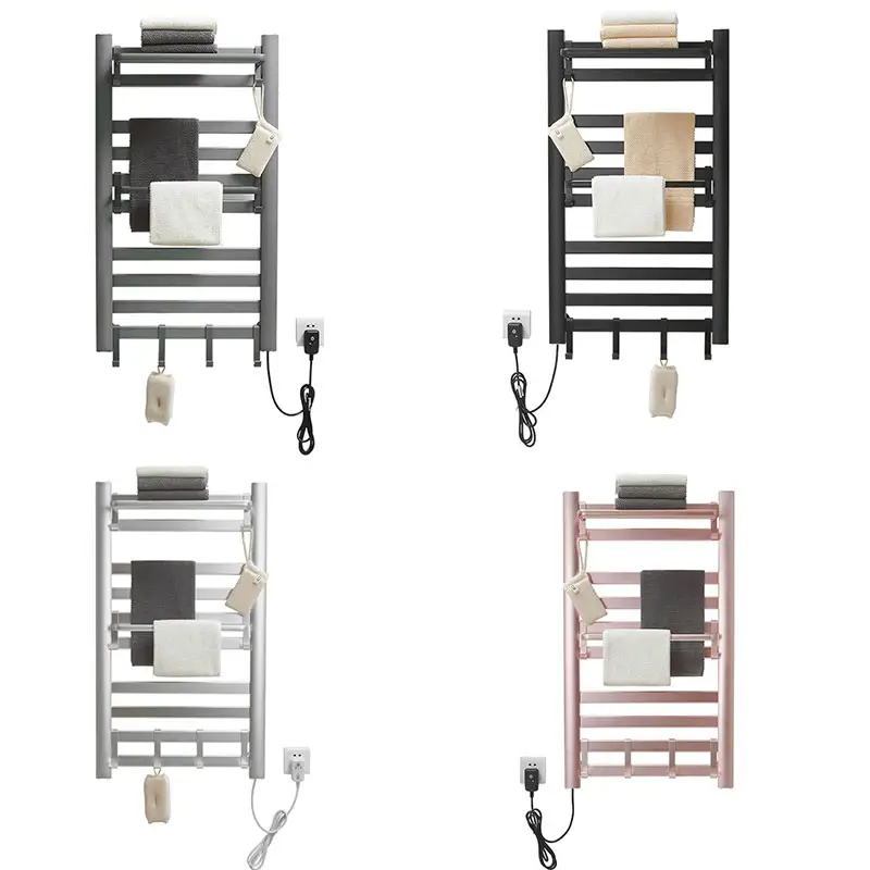 Multiples couleurs Porte-serviettes électrique suspendu au mur Salle de bain Porte-serviettes en aluminium Porte-serviettes chauffant électrique chaud et sec