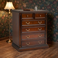 Commode à 5, 6 ou 9 tiroirs en bois massif de style vintage américain, commode de chambre à coucher de style français léger avec poignées en laiton