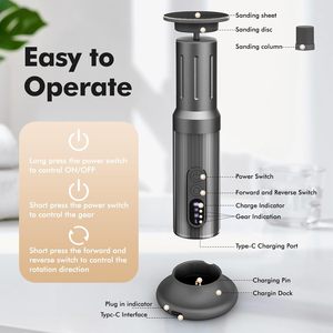 Removedor de Callos Eléctrico Recargable 2 en 1, Lima para Pies de Metal con 6 Velocidades, Exfoliante para Pies, Set de Manicura y Pedicura para Piel Muerta - Product Image 2