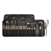 JLY Ensemble de 24 pinceaux de maquillage professionnels de voyage avec étui roulant, kit cosmétique tendance pour fond de teint, fard à paupières, blush et contour