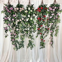 Mur de fleurs artificielles en rose à suspendre pour mariage, ouverture de magasin, arrangement décoratif, ornement de bureau ou de salon