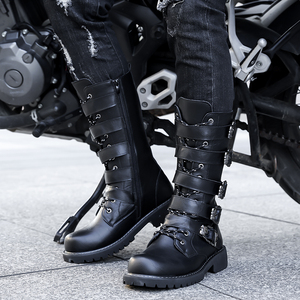 Bottes de motocross pour hommes avec boucle métallique, chaussures de moto d'extérieur à la cheville, style <span class=keywords><strong>punk</strong></span> tendance, bottes de moto épaisses pour hommes - Product Image 5