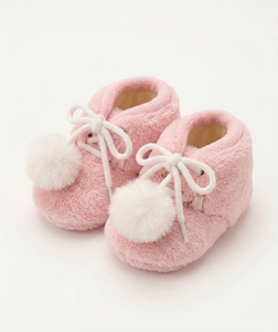 Chaussons en peluche à pompons moelleux pour bébé, semelle souple, chauds pour l'hiver, à lacets, chaussures pour nourrissons - Product Image 3