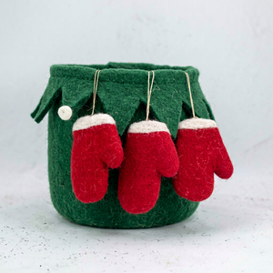 Adornos de Fieltro y Lana Rojos Hechos a Mano para Colgar en el Árbol de Navidad, Decoración Acogedora para el Hogar en Invierno, Decoración Navideña Infantil - Product Image 4