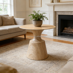 Ensemble de table basse ronde en dalle de roche TUQ pour le salon, idéal pour les soirées cinéma, table d'appoint pour canapé, table d'angle pour collations - Product Image 1