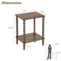 Ensemble de deux tables d'appoint carrées noires avec pieds en spirale et étagère inférieure pour le rangement et la décoration du salon et de la chambre