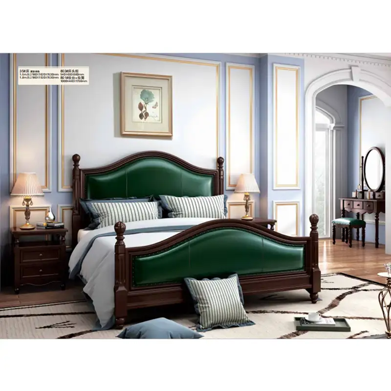 आधुनिक बारोक बेडरूम सेट रॉयल फ्रेंच रोकोको शैली राजा रानी आकार बिस्तर