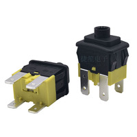 Interrupteur à bouton-poussoir 16A250VAC T125 15*21mm avec voyant orange PS5-210 ON-OFF à verrouillage automatique, noir, pour borne de 4,7 mm