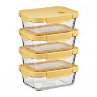 Boîte alimentaire en verre borosilicate à succès avec couvercle, compatible four, hermétique, avec sac de rangement
