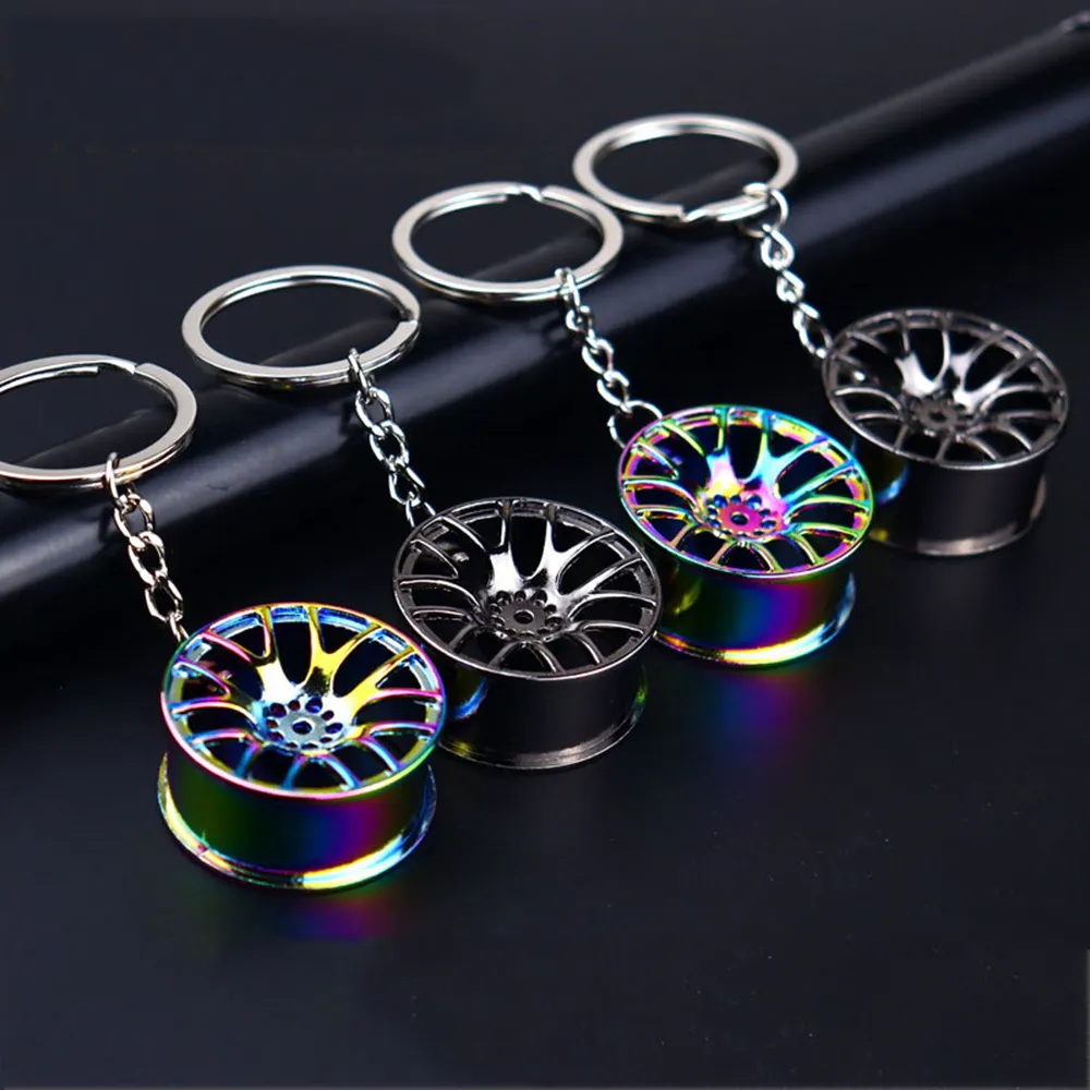 Großhandel Individuelles LOGO metall Auto Zubehör 3D Turbo Stoßdämpfer Getriebe Bremsscheibe Rad Reifen Felge Keychain