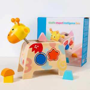 Montessori <span class=keywords><strong>Girafe</strong></span> <span class=keywords><strong>en</strong></span> bois pour enfants Formes géométriques Tri Secouant la tête Jeu Éducatif Cognition Apprentissage Jouets pour enfants - Product Image 3