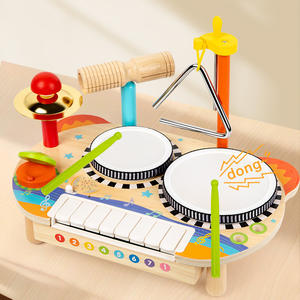 Juguetes Montessori de Madera, Mesa de Música Electrónica Multifuncional, Tambor, Xilófono, Sonajeros para Bebés, Juego de Percusión para Niños, CPC CE - Product Image 2