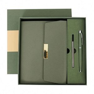 Sturdy Thick Paper Notebook with Leather-Look Cover in Stylish Gift Box and with Matching Pen - Product Image 4