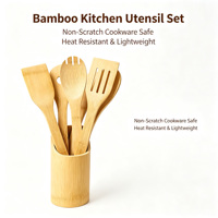 Ensemble d'ustensiles de cuisine écologiques en bambou antiadhésifs avec cuillère en bois plaqué or à long manche, capacité de 10 ml, pour les fêtes