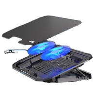 Refroidisseur pour ordinateur portable de jeu avec 2 ventilateurs silencieux |   Support réglable en plastique avec 8 niveaux de hauteur et 2 ports USB pour ordinateur portable