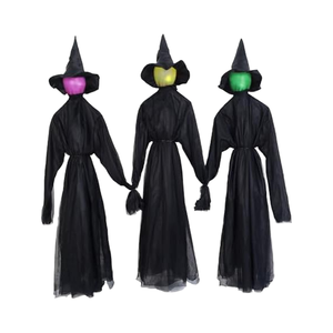 DAMAI 3 Pcs Halloween Holding Hands Witches Decoration with Light and Scary Screaming Voice for Yard Haunted House Decoration - Product Image 1