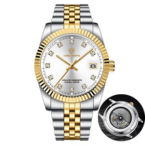 Orologio da <span class=keywords><strong>Uomo</strong></span> di Alta Qualità con Movimento al Quarzo, Cinturino in <span class=keywords><strong>Acciaio</strong></span> Inossidabile, Cassa in Lega, <span class=keywords><strong>Cronografo</strong></span>, Stile alla Moda, Cinturino da 20mm, Vetro Resistente all'Acqua - Product Image 2