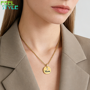 Collier pendentif délicat incrusté de zircon 5A, couleur or plaqué PVD, cadeau pour la fête des mères, acier inoxydable 316L, collier avec breloque personnalisée - Product Image 3