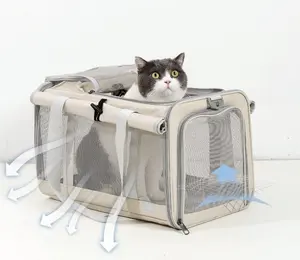 China Factory High Quality Pet Carrier Bag Hot Sale Durable Expandable Airline Approved Cat Bag Pet Cages Carrier For Travel