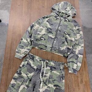 Conjunto de Sudadera con Capucha y Cremallera para Hombre KIingSen, Invierno, Transpirable, 400gsm, Algodón Terry, Estampado Digital con Personajes, Camuflaje, Pedrería - Product Image 5