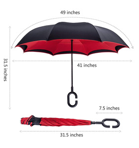 Vente en gros 23.5 ''conception personnalisée, grands parapluies coupe-vent à Double couche <span class=keywords><strong>inversé</strong></span> avec Logo imprimé/ - Product Image 1