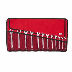 Open End Wrench Set 12 Piece Metric Red <b>Roll</b> Case Organized Tool <b>Kit</b> - Product Image 1