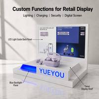 Support d'affichage personnalisé pour écouteurs OWS à oreille libre, étagère en acrylique avec guide de lumière LED, rétroéclairage ambiant bleu, logo de marque, pour écouteurs sans fil, facile à utiliser