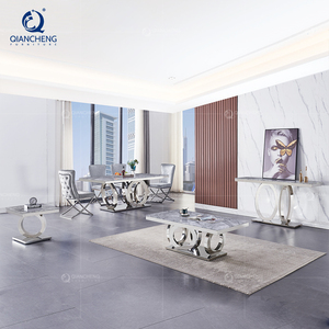 QIANCHENG Modern Set Dinner <strong>Room</strong> Furniture Marble <strong>Dining</strong> Table Set 6 Seater Luxury Sintered Stone Contemporary Dinning Tables