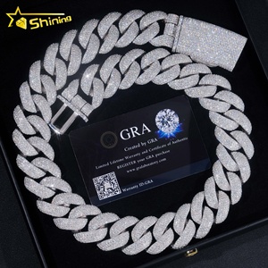 Collar de Hip Hop con Dijes Grandes de 25MM, Totalmente Cubierto de Diamantes VVS y Moissanita, Chapado en Oro sobre Plata 925, Cadena Cubana para Hombre - Product Image 1