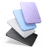 Étui pliable en Y pour tablette iPad avec support magnétique rotatif à 720 degrés, dos transparent, fonction veille/réveil automatique et emplacement pour stylet