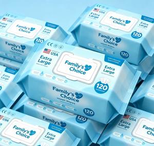 Toallitas Húmedas Desechables para Bebés Recién Nacidos, Libres de Alcohol, con <span class=keywords><strong>Agua</strong></span> Pura, 80/120 Unidades, OEM - Product Image 5