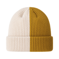 Bonnet côtelé bicolore avec revers et logo personnalisé OEM en gros