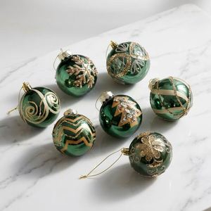 Guirlande de Noël en verre peinte à la main, extra épaisse (10 mm), en forme de boule, tendance 2026, luxueuse, métallique, brillante, scintillante pour sapin de Noël - Product Image 1