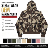 Sweat à capuche unisexe surdimensionné avec fermeture éclair, motif camouflage écologique, 60% coton 40% polyester, streetwear