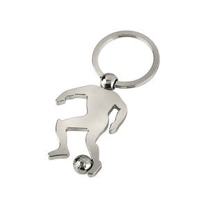 Llavero Metálico de Futbolista en Tono Plateado, Accesorio con Diseño de Jugador de Fútbol - Product Image 1