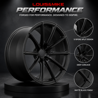 Jante en alliage d'aluminium forgé 10 branches en Y, noir mat, concave profond, logo personnalisé, jante de voiture 18-22 pouces 5x114.3