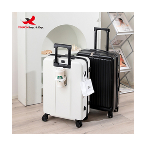 Factory Supplier Multi-Function Front Opening Travel Trolley <b>Suitcase</b> with USB Charging Port Cup Holder Mobile Phone Bracket - Product Image 2