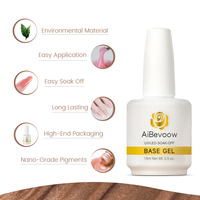 AiBevoow, venta al por mayor, Gel Base de 15ML, fácil de remojar y larga duración, capa Base de goma de Color libre, esmalte de uñas en Gel para salón